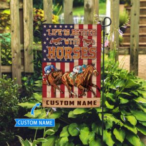 Life Is Better With Horse Racing Personalized Flag Flags For The Garden Outdoor Decoration 3