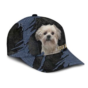 Little Lion Dog Jean Background Custom Name Cap Classic Baseball Cap All Over Print Gift For Dog Lovers 2 if8xos