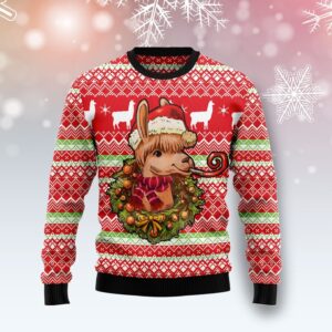Llama Loves Christmas Ugly Christmas Sweater Lover Xmas Sweater Gift Unisex Crewneck Sweater 1