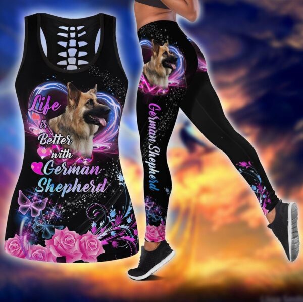 Love German Shepherd Combo Leggings And Hollow Tank Top – Workout Sets For Women – Gift For Dog Lovers