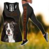 Love Pit Bull Funny Combo Leggings And Hollow Tank Top – Workout Sets For Women – Gift For Dog Lovers