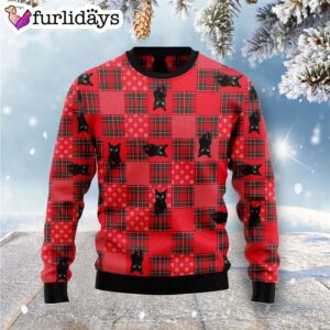Lovely Black Cat Ugly Christmas Sweater Gift For Cat Lovers Lover Xmas Sweater Gift 1