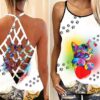 Lovely Cat With Heart Open Back Camisole Tank Top – Fitness Shirt For Women – Exercise Shirt