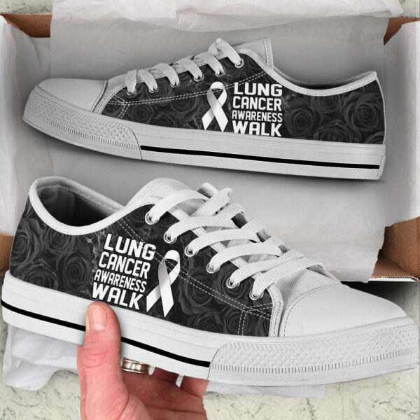 Lung Cancer Shoes Awareness Walk Low Top Shoes – Best Gift For Men And Women –  Walking Shoes Men Women