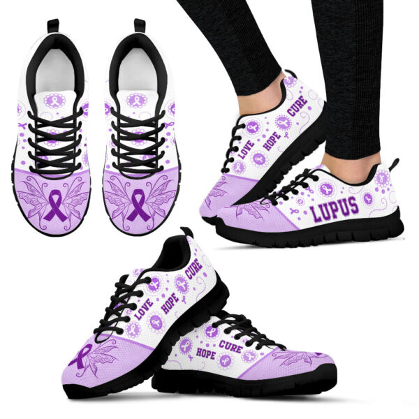 Lupus Shoes Love Hope Cure Lovely Sneaker Walking Shoes – Best Shoes For Men And Women – Cancer Awareness Shoes