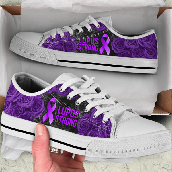 Lupus Shoes Strong Rose Flower Low Top Shoes – Best Gift For Men And Women – Cancer Awareness Shoes