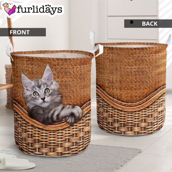 Main Coon Rattan Texture Laundry Basket – Cat Laundry Basket – Mother Gift – Gift For Cat Lovers