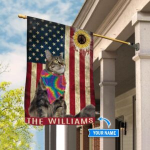 Maine Coon Hippie Personalized Flag Custom Cat Garden Flags Cat Flag For House 1