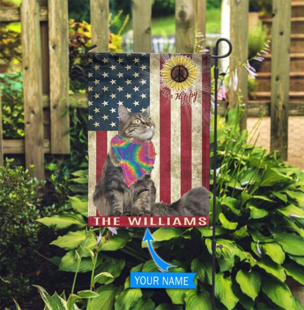 Maine Coon Hippie Personalized Flag – Custom Cat Garden Flags – Cat Flag For House
