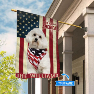 Maltese God Bless America Personalized House Flag Custom Dog Flags Dog Lovers Gifts for Him or Her 3