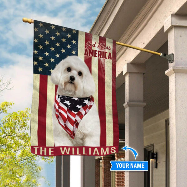 Maltese God Bless America Personalized House Flag – Custom Dog Flags – Dog Lovers Gifts for Him or Her