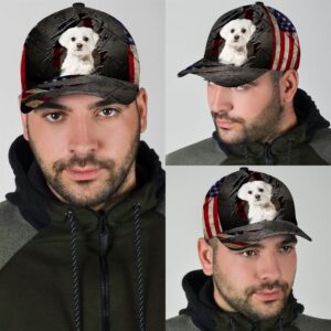 Maltese On The American Flag Cap Hats For Walking With Pets Gifts Dog Hats For Relatives 3 j4lomh