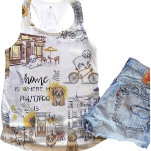 Maltipoo Dog Home Urban Sunflower Tank Top Summer Casual Tank Tops For Women Gift For Young Adults 1 rx86ml