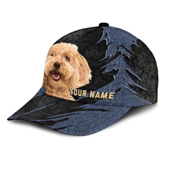 Maltipoo Jean Background Custom Name & Photo Dog Cap – Classic Baseball Cap All Over Print – Gift For Dog Lovers