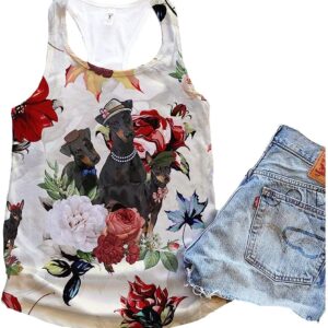 Manchester Terrier Dog Flower Autumn 90s Tank Top Summer Casual Tank Tops For Women Gift For Young Adults 1 w1wvyq
