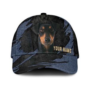 Manchester Terrier Jean Background Custom Name Cap Classic Baseball Cap All Over Print Gift For Dog Lovers 1 fy5wqj