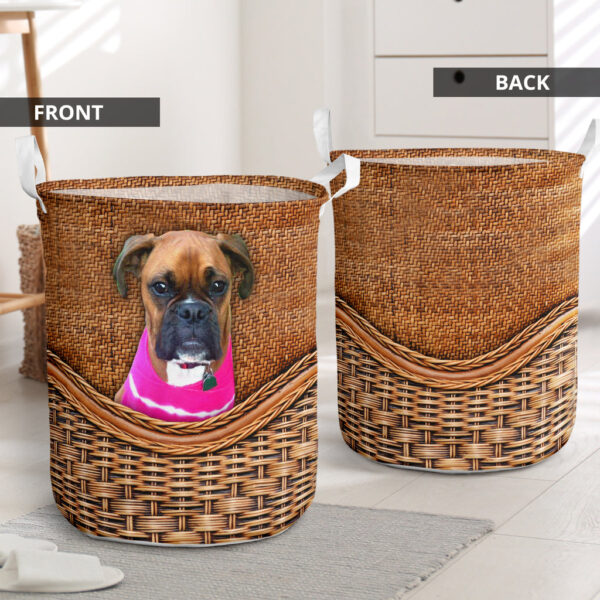 Mandy Sechrist Dog Rattan Texture Laundry Basket – Dog Laundry Basket – Christmas Gift For Her – Home Decor