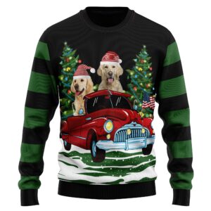 Merry Christmas Golden Retriever Ugly Christmas Sweater Gift For Pet Lovers Unisex Crewneck Sweater 1