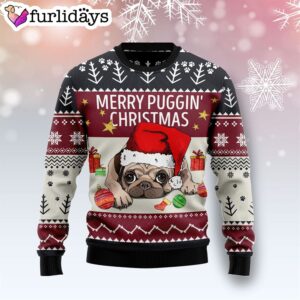 Merry Puggin Christmas Ugly Christmas Sweater…
