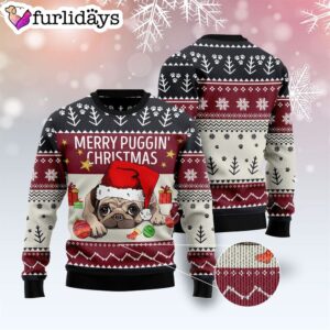 Merry Puggin Christmas Ugly Christmas Sweater Gift For Dog Lovers Lover Xmas Sweater Gift 3