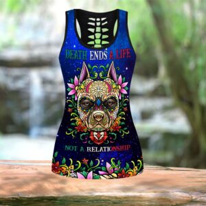 Mexican Sugar Skull Pitbull Combo Leggings And Hollow Tank Top Workout Sets For Women Gift For Dog Lovers 2 x7uzpy