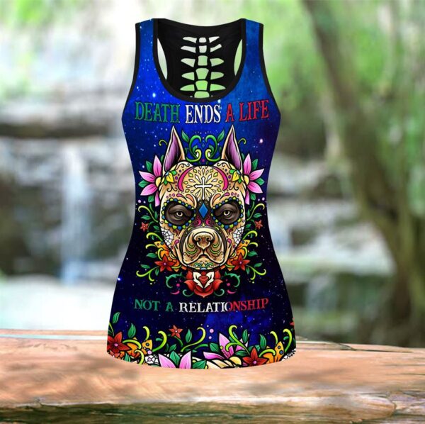 Mexican Sugar Skull Pitbull Combo Leggings And Hollow Tank Top – Workout Sets For Women – Gift For Dog Lovers