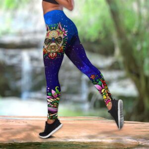 Mexican Sugar Skull Pitbull Combo Leggings And Hollow Tank Top Workout Sets For Women Gift For Dog Lovers 3 njeigd