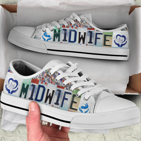 Midwife License Plates Low Top Shoes – Fashion Low Top Casual Shoes Gift For Adults – Sneaker For Walking