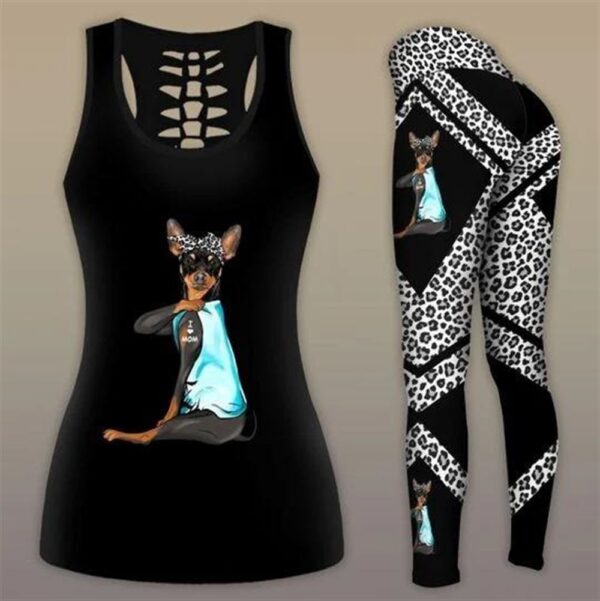 Miniature Pinscher Dog Combo Leggings And Hollow Tank Top – Workout Sets For Women – Gift For Dog Lovers