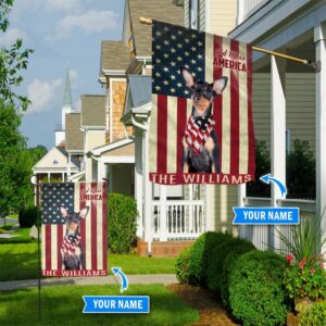 Miniature Pinscher God Bless America Personalized Flag Custom Dog Flags Dog Lovers Gifts for Him or Her 1