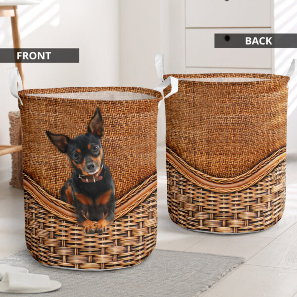 Miniature Pinscher Schnauzer Rattan Texture Laundry Basket – Dog Laundry Basket – Christmas Gift For Her – Home Decor