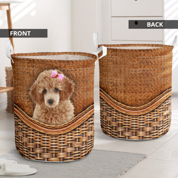 Miniature Poodle Schnauzer Rattan Texture Laundry Basket – Dog Laundry Basket – Christmas Gift For Her – Home Decor