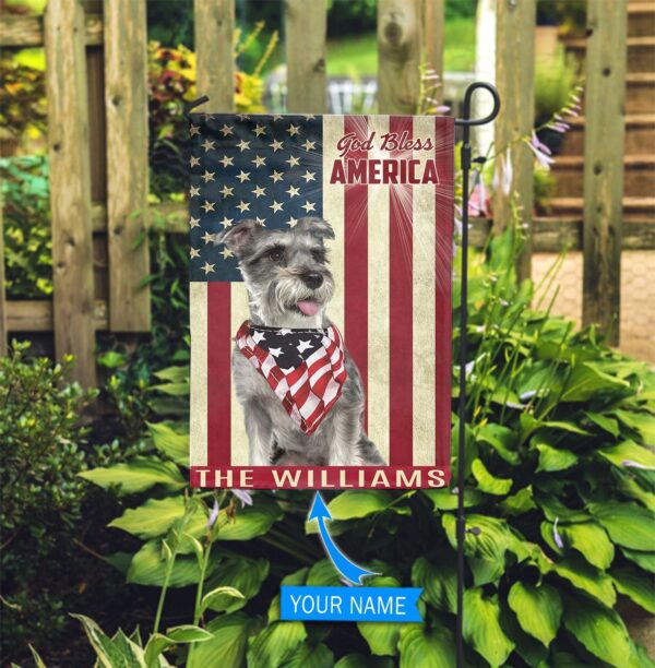 Miniature Schnauzer God Bless America Personalized Flag – Custom Dog Flags – Dog Lovers Gifts for Him or Her
