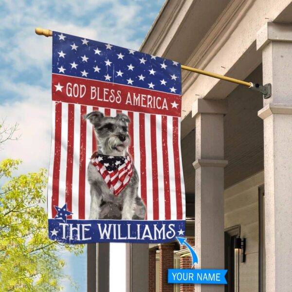 Miniature Schnauzer God Bless America Personalized Flag – Personalized Dog Garden Flags – Dog Flags Outdoor