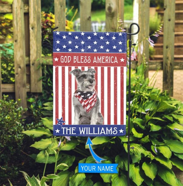 Miniature Schnauzer God Bless America Personalized Flag – Personalized Dog Garden Flags – Dog Flags Outdoor