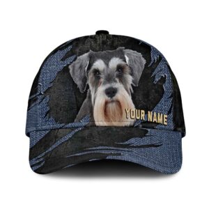 Miniature Schnauzer Jean Background Custom Name Cap Classic Baseball Cap All Over Print Gift For Dog Lovers 1 o6920v