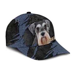 Miniature Schnauzer Jean Background Custom Name Cap Classic Baseball Cap All Over Print Gift For Dog Lovers 2 buxeug