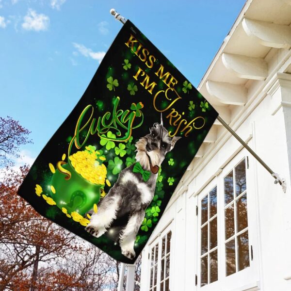 Miniature Schnauzer Kiss Me I’m Irish St Patrick’s Day Garden Flag – Best Outdoor Decor Ideas – St Patrick’s Day Gifts