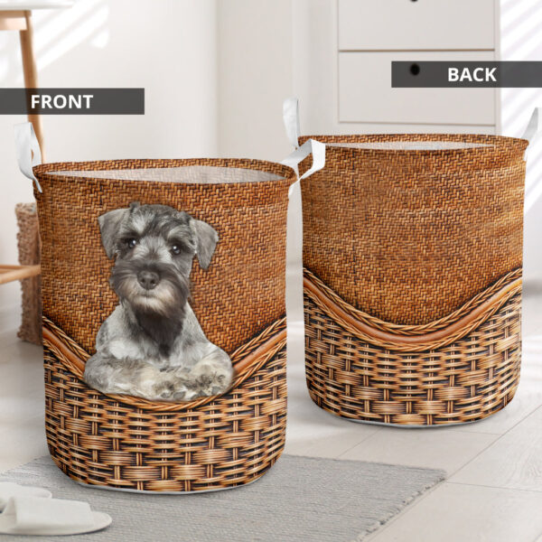 Miniature Schnauzer Rattan Texture Laundry Basket – Dog Laundry Basket – Christmas Gift For Her – Home Decor