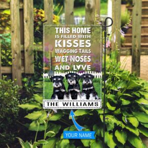 Miniature Schnauzer This Home Is Filled With Kisses Personalized Flag Personalized Dog Garden Flags Dog Flags Outdoor 1