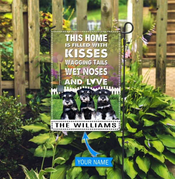 Miniature Schnauzer This Home Is Filled With Kisses Personalized Flag – Personalized Dog Garden Flags – Dog Flags Outdoor