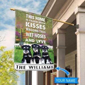 Miniature Schnauzer This Home Is Filled With Kisses Personalized Flag Personalized Dog Garden Flags Dog Flags Outdoor 2