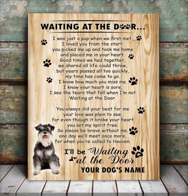 Miniature Schnauzer Waiting At The Door Personalized Matte Canvas- Dog Canvas Wall Art – Gift For Dog Lovers
