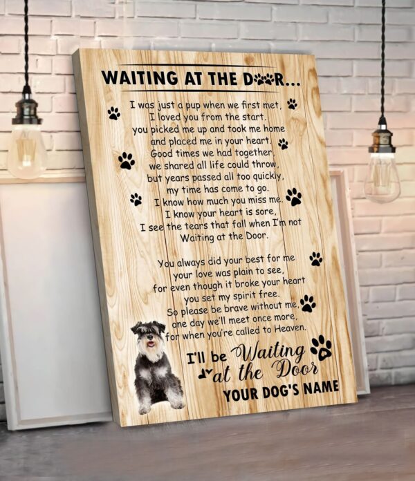 Miniature Schnauzer Waiting At The Door Personalized Matte Canvas- Dog Canvas Wall Art – Gift For Dog Lovers