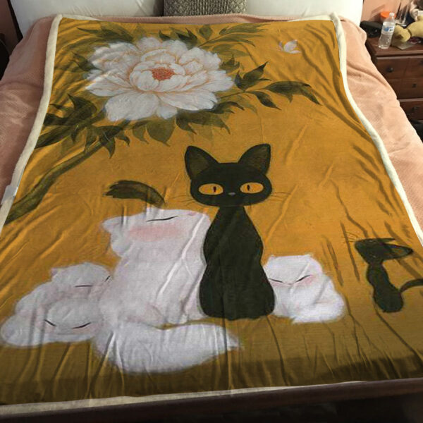 Cat Face Blanket – Cats And Peony – Cats Blanket – Cat Face Blanket – Cat Fleece Blanket – Furlidays