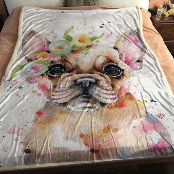 Dog Painting Blanket – Little Miss Frenchie – Blanket With Dogs On It – Blanket With Dogs Face – Dog Blankets – Furlidays