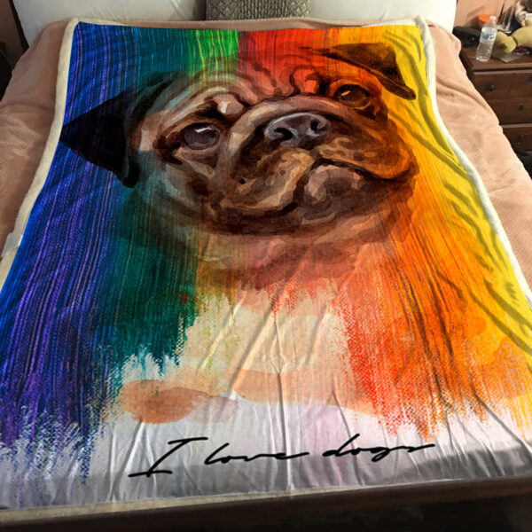 Blanket With Dogs Face – Rainbow Pug Dog – Dog In Blanket – Dog Face Blanket – Dog Blankets For Sofa – Furlidays