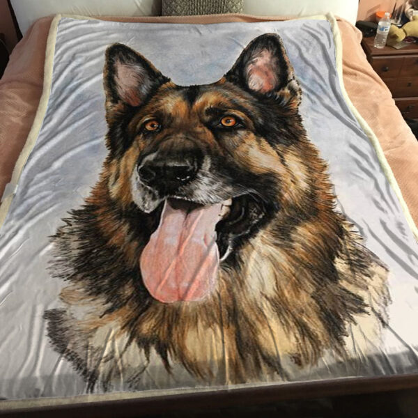 Blanket With Dogs Face – German Shepherd – Dog Blankets – Dog Blanket For Couch – Dog Fleece Blanket – Furlidays