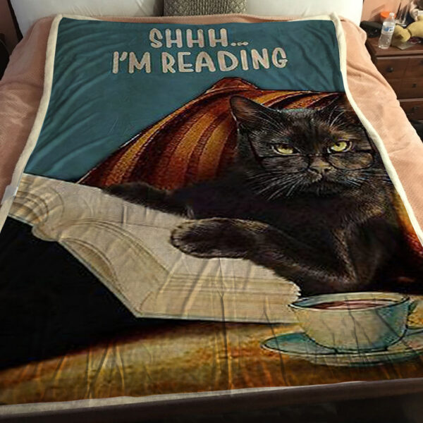 Cat Blanket – Cat Painting Blanket – Cat Throw Blanket – Cat In Blanket -Shhh I Am Reading – Furlidays