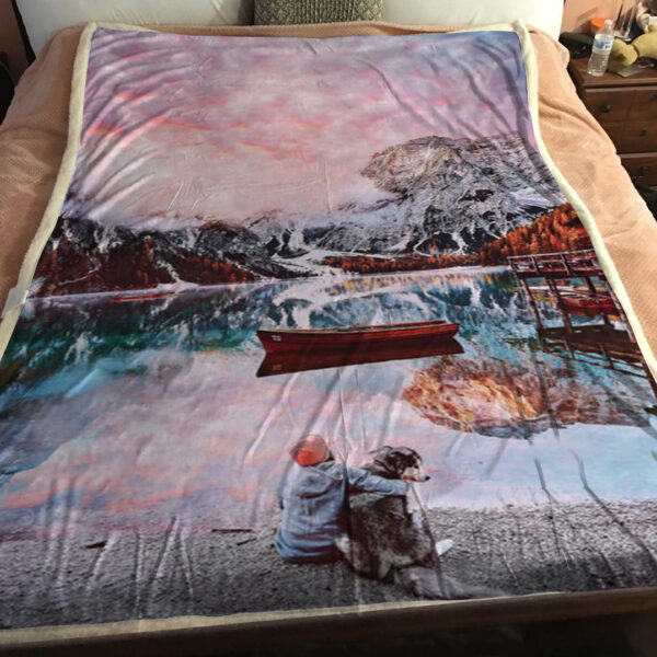Blanket With Dogs On It – One Beautiful Moment On Lago Di Braies – Dog Painting Blanket – Dog Fleece Blanket – Furlidays
